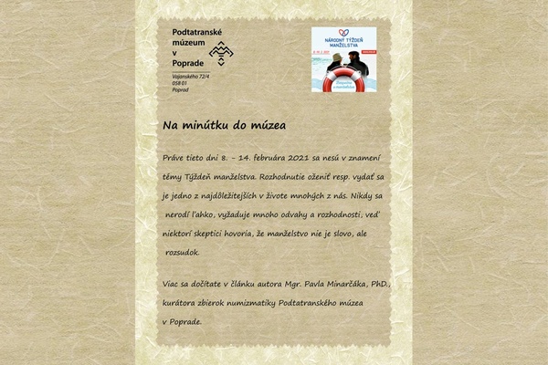 Medaila: K uzavretiu manželstva blahoželá MsNV v Poprade