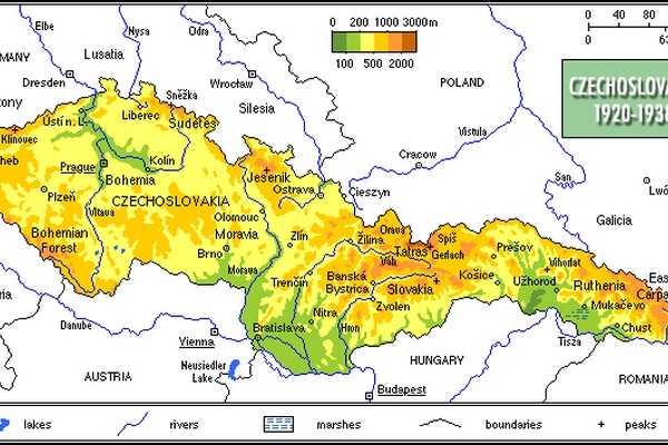 Mapa prvej Československej republiky