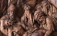 reliéf "Kladenie do hrobu" detail