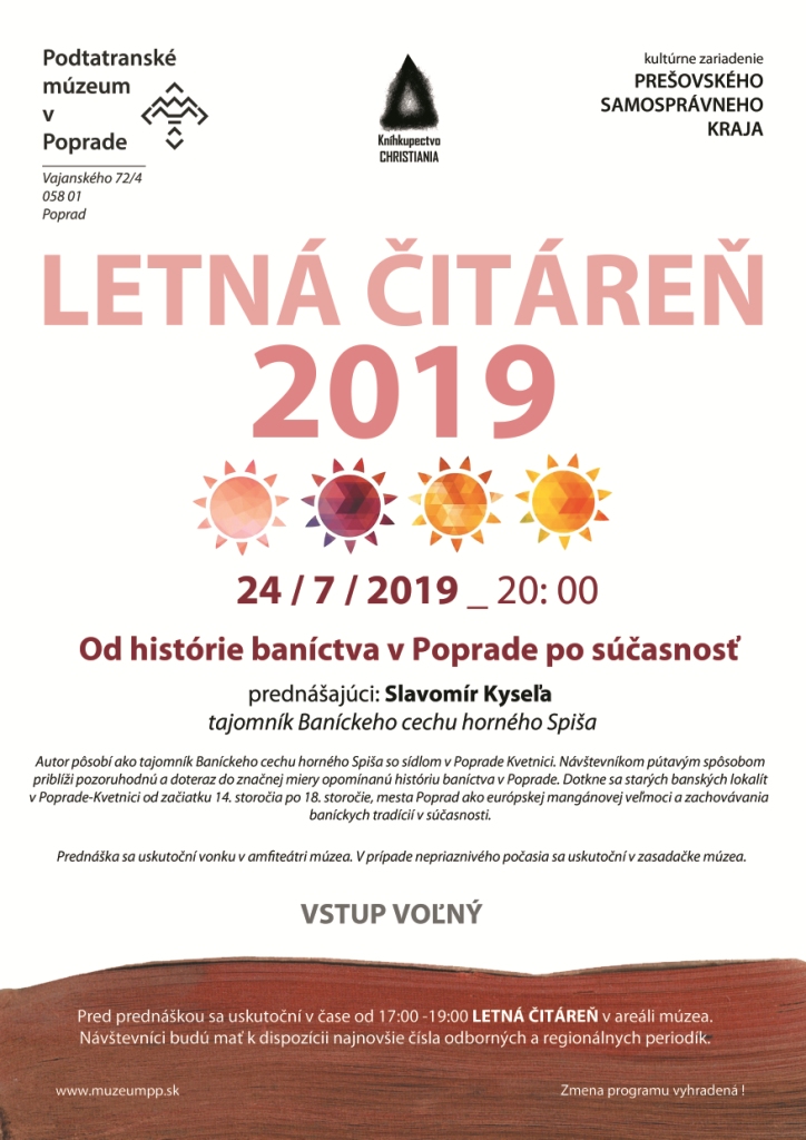 Letná čitáreň 2019 v Podtatranskom múzeu v Poprade